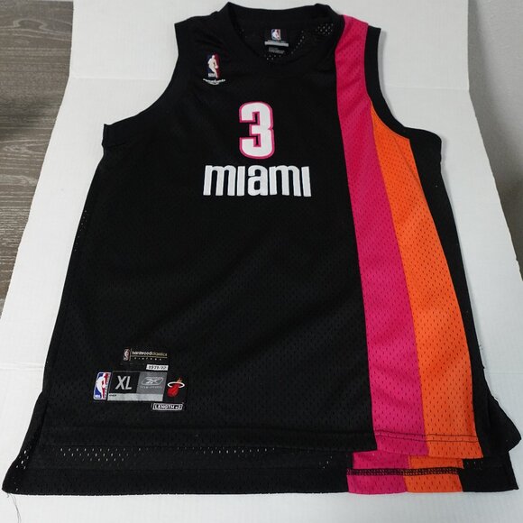 Reebok Dwyane‎ Wade Miami Heat Jersey NBA Hardwood Classics Black Kids XL 18-20 - Picture 1 of 5